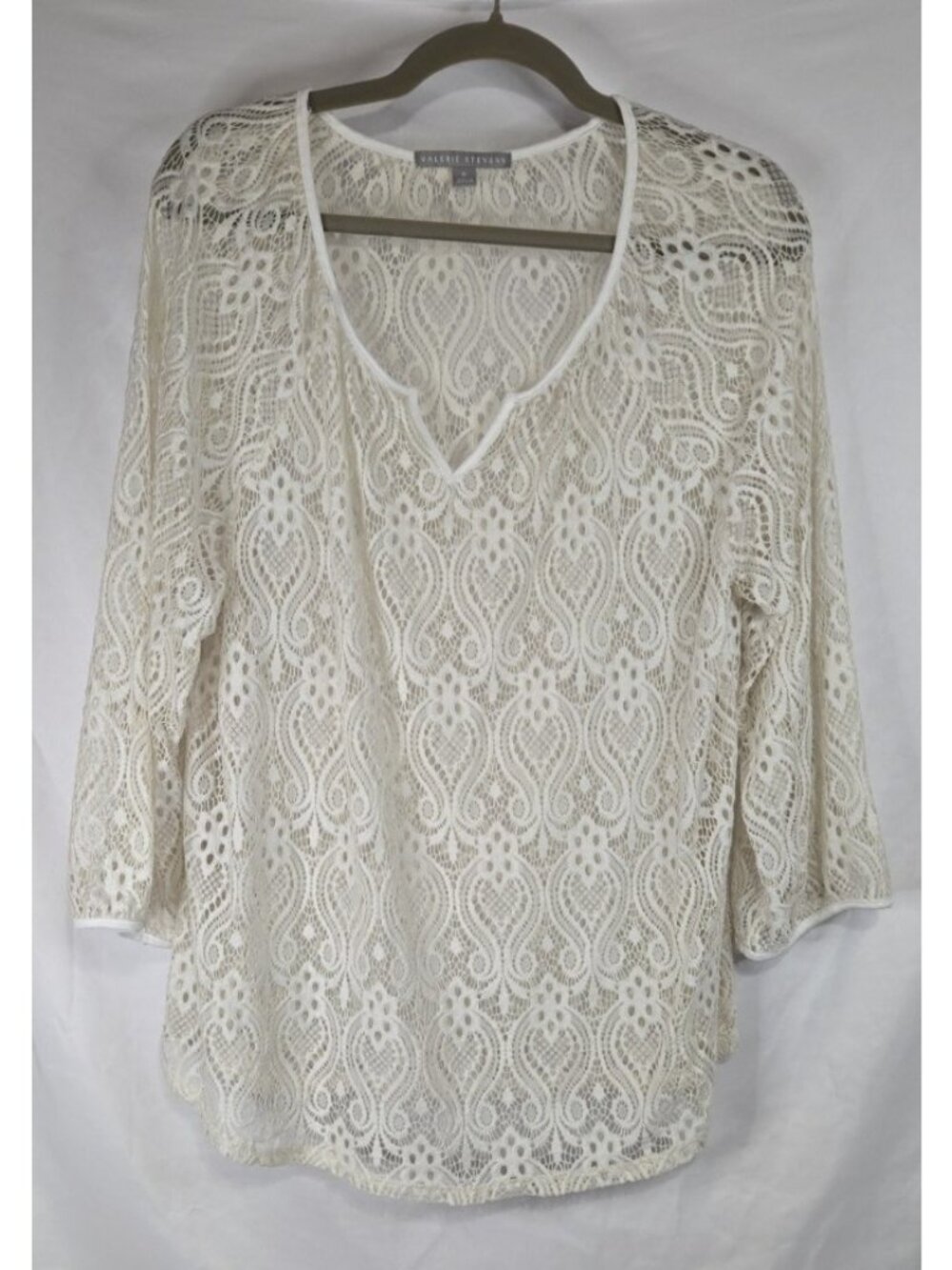 Valerie Stevens Lacey Shirt Blouse Coverup Women's Size XL